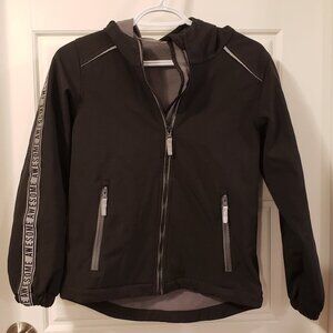 Athletic Works Boy's Black Grey Fleece Hooded Jacket - Size Large or 10/12